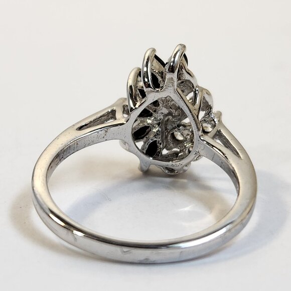 VTG Classic 925 Silver Natural Sapphire CZ Cluster Flower Ring Sz 7 & 10 - Picture 3 of 11